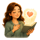 Parent reflecting with a book